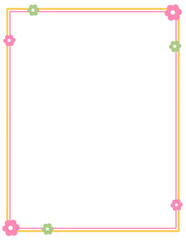 cute easter flower border frame pastel color for greeting card paper frame