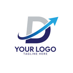 Modern Letter D Logo with Upward Arrow for Growth and Success