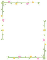 cute easter flower border frame pastel color for greeting card paper frame