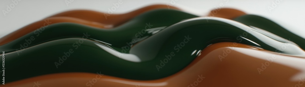 Poster close up image of undulating green and brown colored surfaces