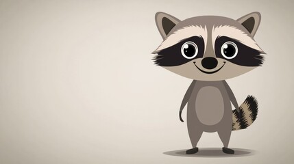 A Friendly Cartoon Raccoon Standing Against a Neutral Background