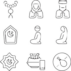 Islamic religion eid vector design set