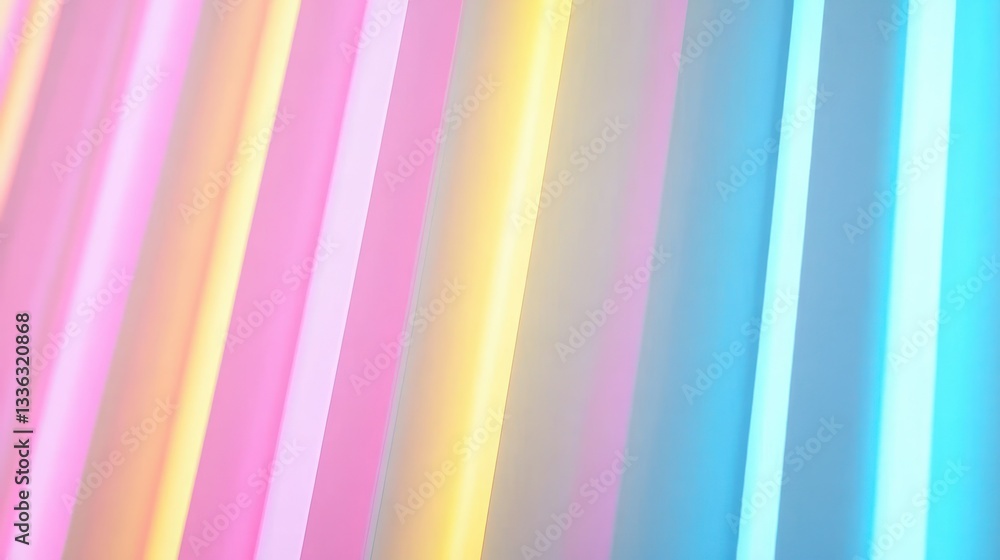 Poster Colored vertical light tubes create an abstract and vibrant background