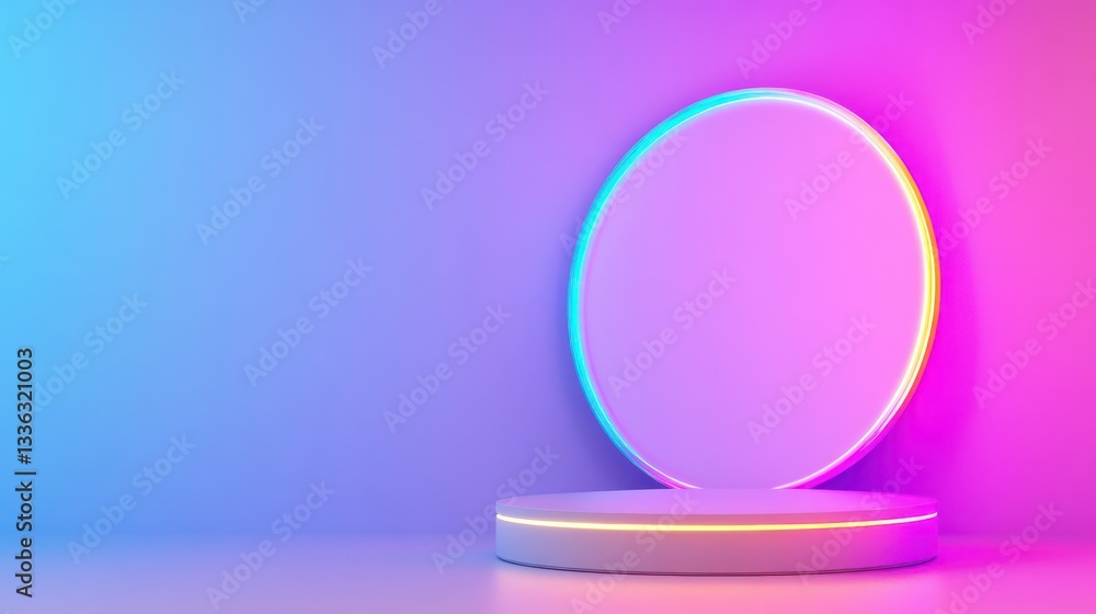 Poster A modern studio background with illuminated display platform
