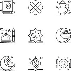 Islamic religion eid vector design set
