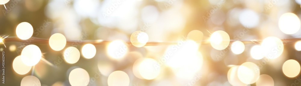Poster Illuminated string lights creating a beautiful glowing blurry background