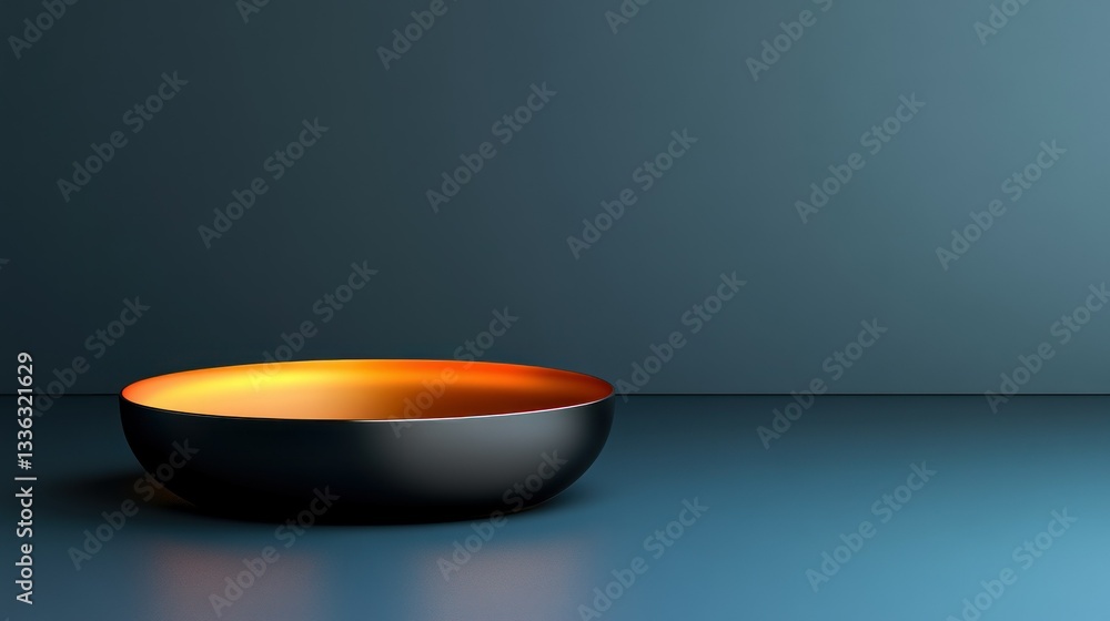 Poster a black bowl with a golden inside resting on a surface