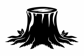 tree stump line art silhouette vector illustration