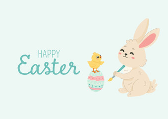  Cute Easter Bunny Painting Decorated Egg card