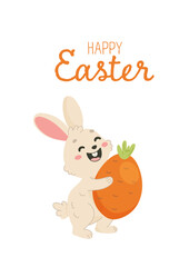  Happy Easter Bunny Holding Big Carrot card