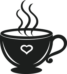 Heartwarming Coffee Cup Silhouette – Cozy Vector Illustration for Mother’s Day