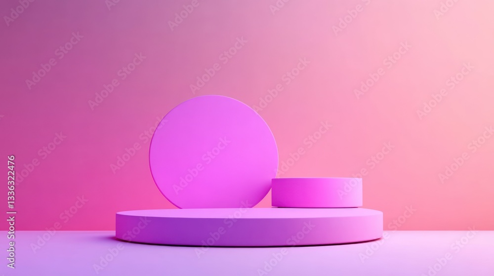 Poster A pink gradient background with three geometrical display platforms