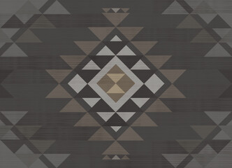 Navajo pattern.Zigzag shape on light gray background.Geometric shape.Brown triangle pattern. Triangle shape.DIgital design.Texture.Illustration.Design for Rug.Blanket.Carpet.Printing.And Knitting 