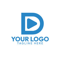 Modern Letter D Play Button Logo for Media and Entertainment