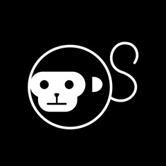 Minimalist monkey head logo vector design.