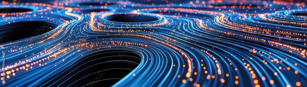 Poster Abstract view of interconnected glowing data streams and paths