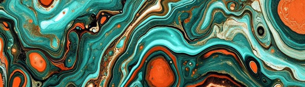 Aufkleber abstract painting showing fluid patterns of mixed colors in swirls