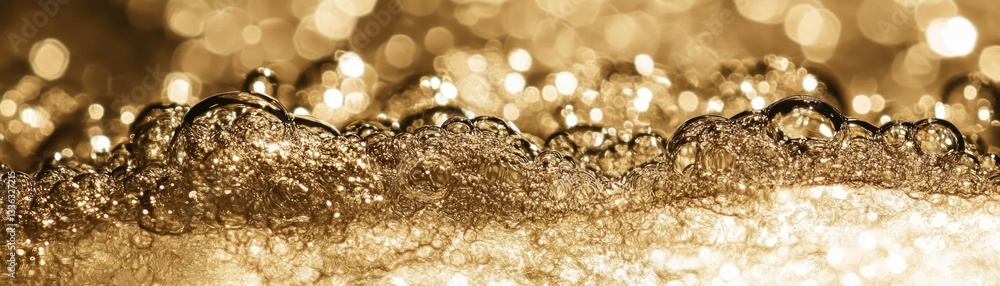 Poster Close up image of foam and bokeh light reflections