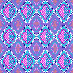 Textile design, geometric seamless pattern and for background.	