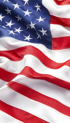 Obraz premium Close-up of a waving American flag, showing rich color and texture
