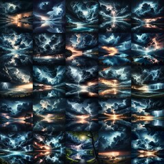 Silence and Thunder landscapes. AI generated illustration