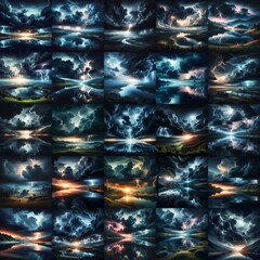 Silence and Thunder landscapes. AI generated illustration