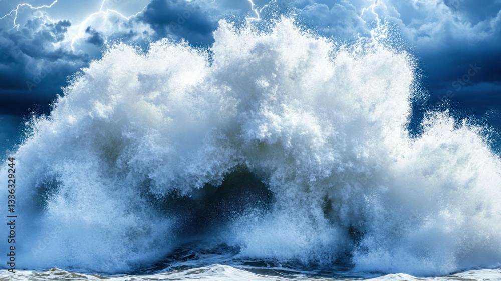 Aufkleber a massive turbulent ocean wave with storm clouds above it
