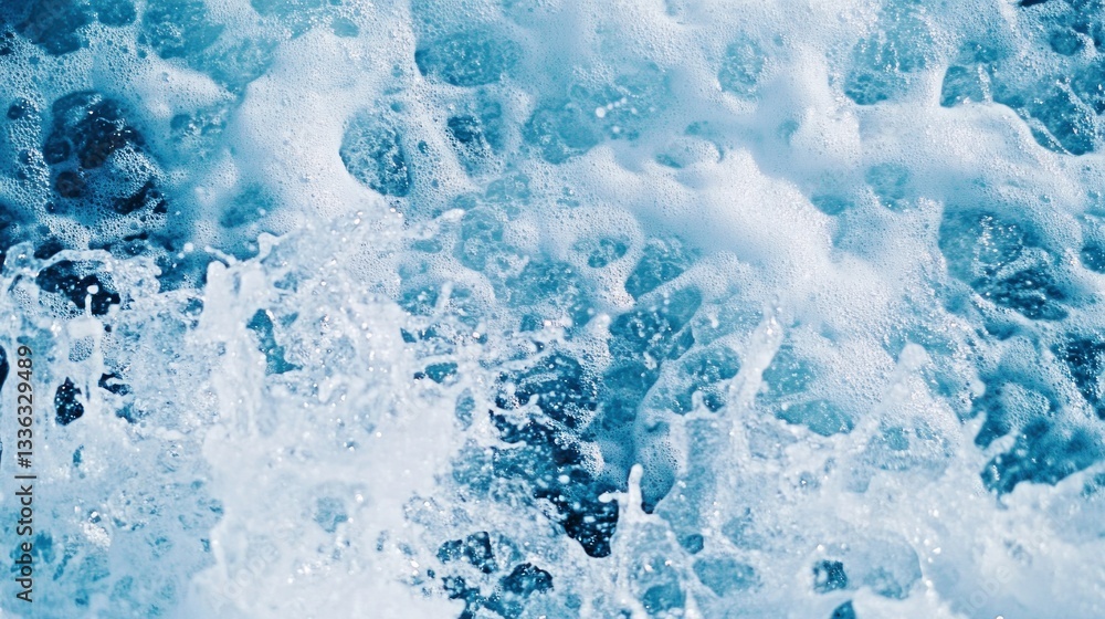 Aufkleber the blue ocean water is crashing and creating white foam