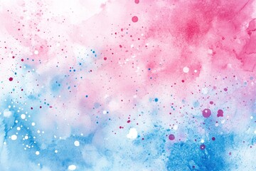 Watercolor splash of pink and blue with white dots for artistic backgrounds