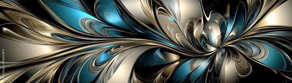 Poster abstract flowing artwork showcasing various colors with interesting curved shapes