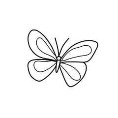 Cute cartoon butterfly hand drawn doodle