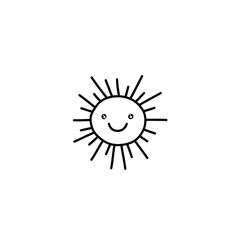 Cute cartoon sun hand drawn doodle