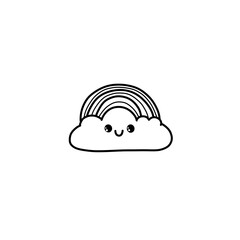 Cute cartoon rainbow cloud hand drawn doodle