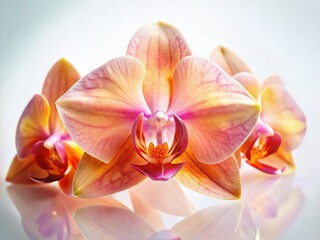 Fototapeta premium Double Exposure: Orange Diamond & Pink Orchid on White
