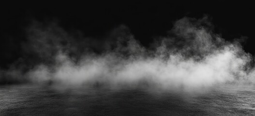 Eerie mist blankets dark surface for background or suspenseful overlay
