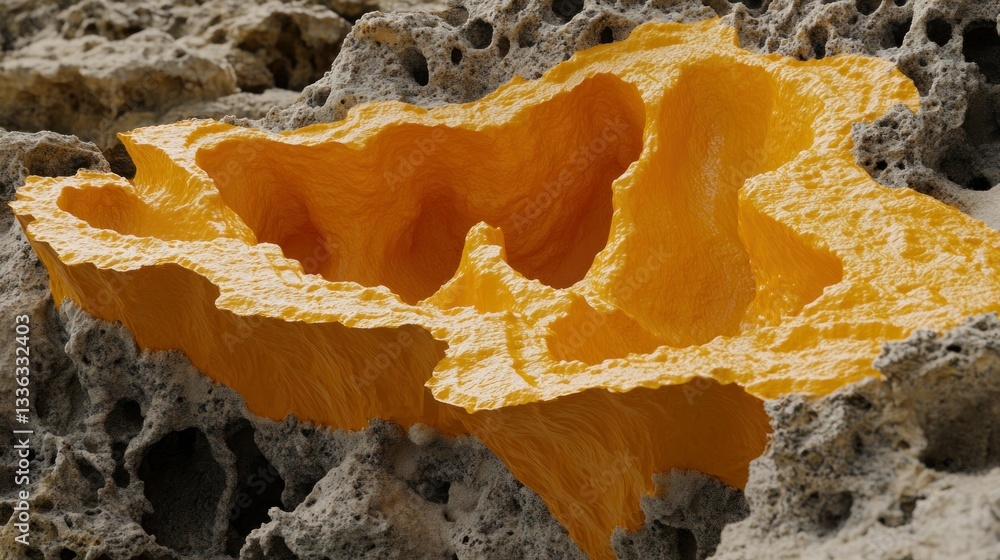 Poster a close up view of a porous and textured formation