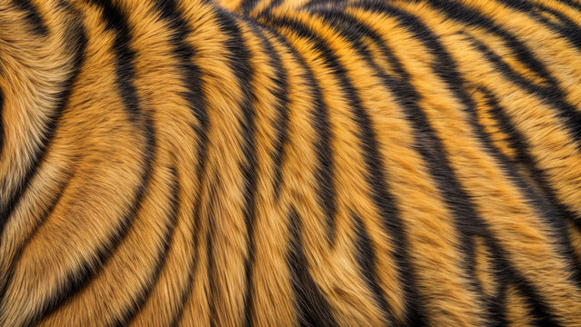 Fur with classic tiger pattern, highlighting the texture and vibrancy of the coat