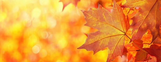 Fototapeta premium Vibrant Autumn Maple Leaves in Warm Sunlight