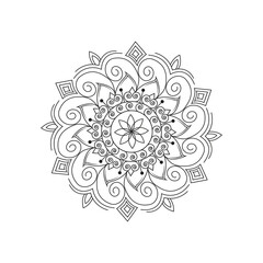 Geometric Mandala Drawing with Elegant Line Art and Floral Details