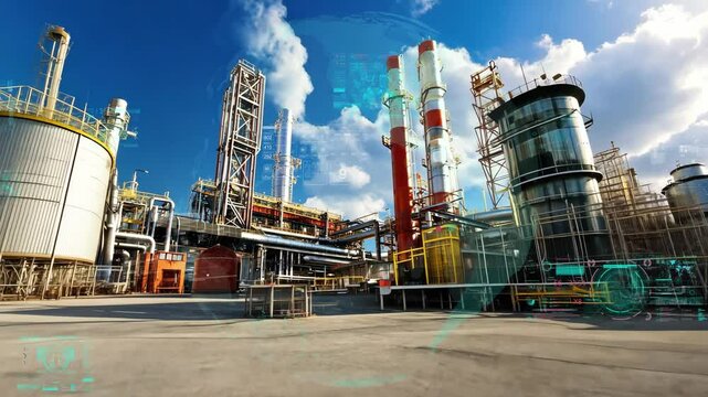 Modern plant and communication network concept. IoT (Internet of Things). INDUSTRY 4.0
