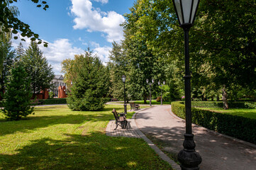 Voronezh, Russia, July 26, 2024: Upper Park of the Oldenburg Palace Complex in the village of Ramon