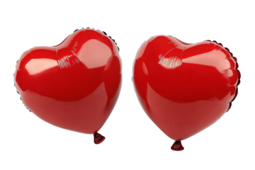 [Transparent Background PNG]Two Red Heart-Shaped Balloons Against White Background