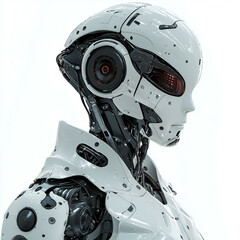 Futuristic Robot Portrait Headshot: Advanced Cybernetic Android with Artificial Intelligence and Bionic Design
