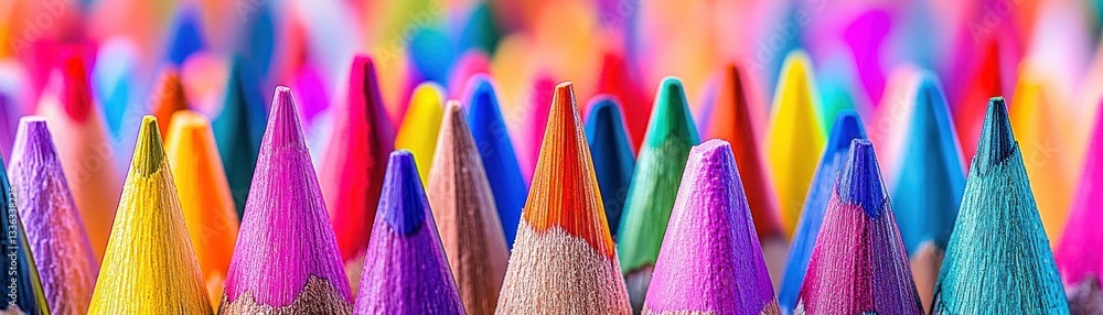 Poster A vibrant selection of colored pencils displaying various sharpened tips