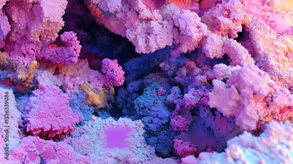 Poster Abstract colorful rendered scene with unique textured cloud forms