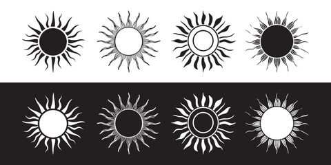 sun icon set vector 