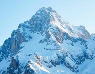 Fototapeta premium Jagged peak of the Patagonian Andes with fresh snow clinging to its dramatic ridgelines.