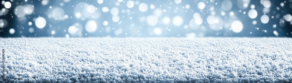 Poster A textured snow surface with bokeh effect in a cold winter scene