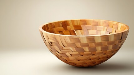 Minimalist style wooden bread basket kitchen setting nature-inspired decor warm lighting close-up view simplicity