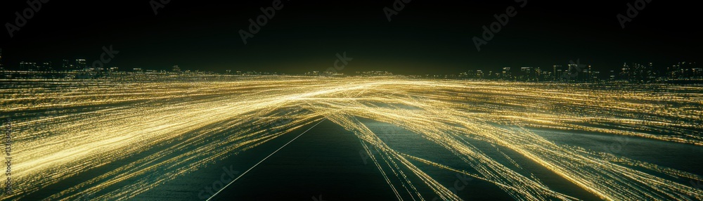 Poster A digitally rendered representation of data flowing in a network